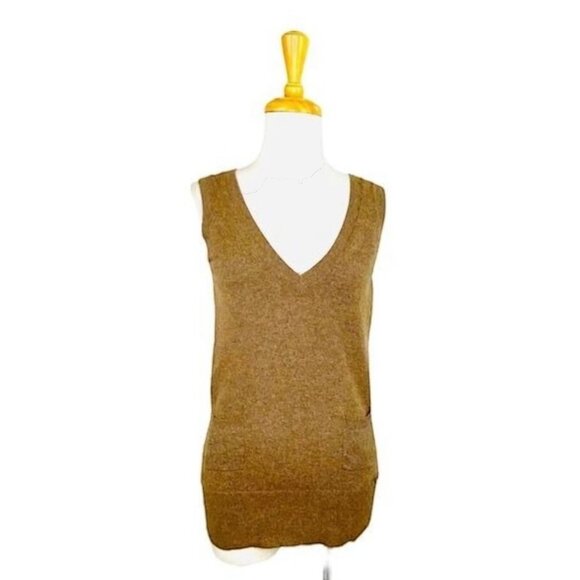 BCBGMAXAZRIA Brown Sleeveless Angora Wool Blend V-Neck Sweater Tunic Top Y2K Sty - Picture 7 of 10